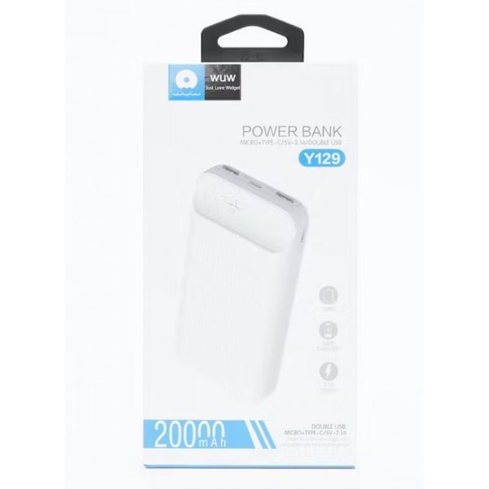 WUW Y129 2.1A Power Bank Type-C 1 USB 2 - 20000 mAh